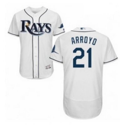 Mens Majestic Tampa Bay Rays 21 Christian Arroyo Home White Home Flex Base Authentic Collection MLB Jersey