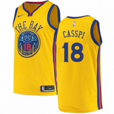 Mens Nike Golden State Warriors 18 Omri Casspi Authentic Gold NBA Jersey City Edition