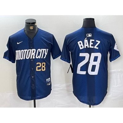 Men Detroit Tigers 28 Javier B E1ez 2024 Navy City Connect Cool Base Stitched Limited Jerseys 1