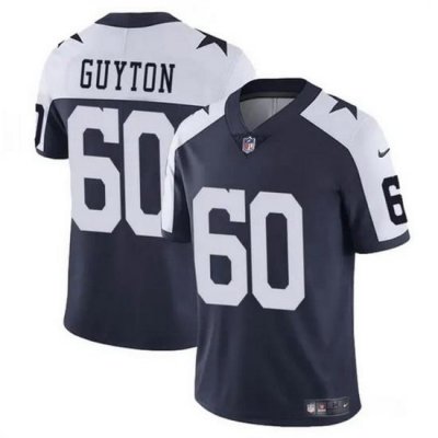 Men Dallas Cowboys 60 Tyler Guyton Navy White 2024 Draft Vapor Untouchable Thanksgiving Limited Stitched Football Jersey