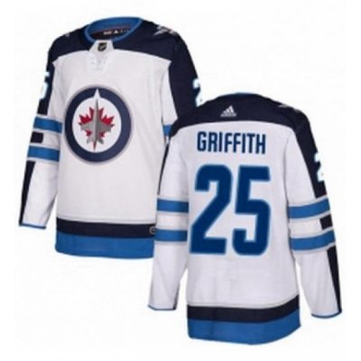 Mens Adidas Winnipeg Jets 25 Seth Griffith Authentic White Away NHL Jersey