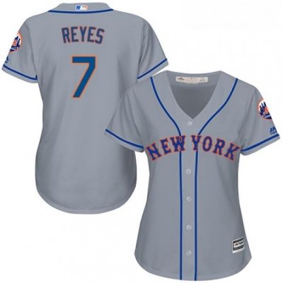 Womens Majestic New York Mets 7 Jose Reyes Replica Grey Road Cool Base MLB Jersey