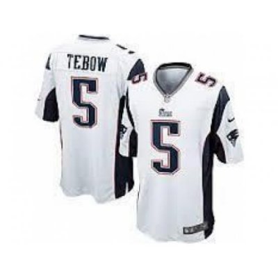 Nike NeW England Patriots 5 Tim TeboW White Game NFL Jersey