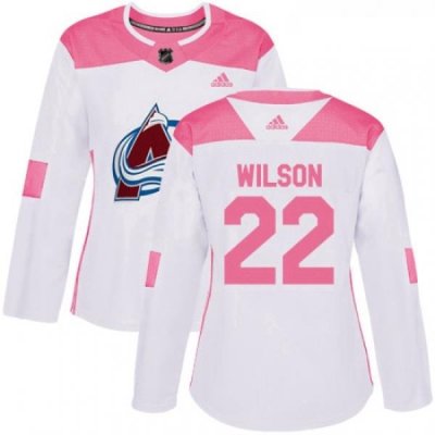 Womens Adidas Colorado Avalanche 22 Colin Wilson Authentic WhitePink Fashion NHL Jersey