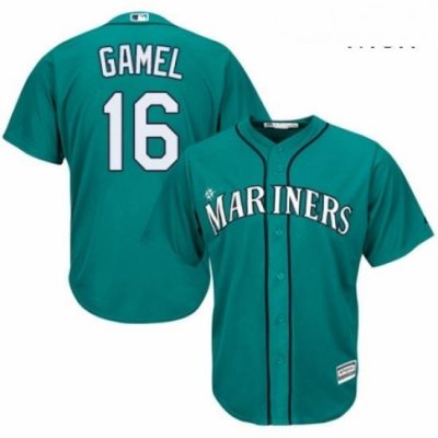 Mens Majestic Seattle Mariners 16 Ben Gamel Replica Teal Green Alternate Cool Base MLB Jersey