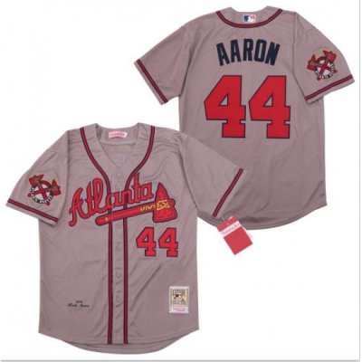 Braves 44 Hank Aaron Gray 1974 CooperstoWn Collection Jersey