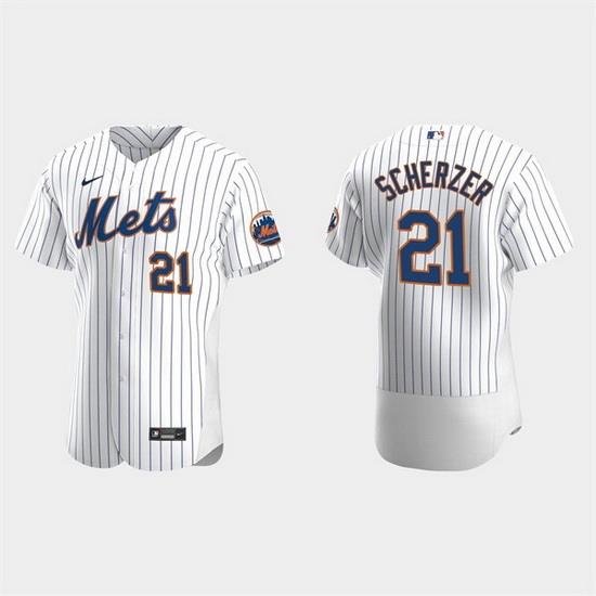 Men NeW York Mets 21 Max Scherzer White Flex Base Stitched jersey