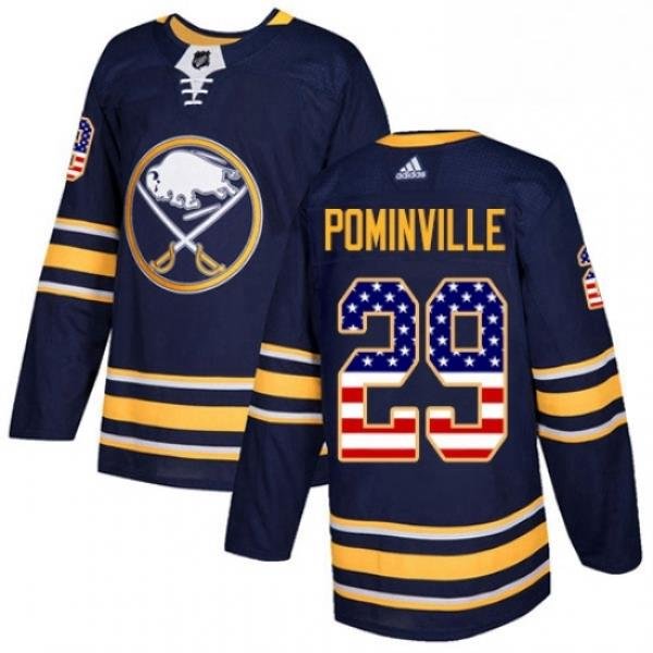 Mens Adidas Buffalo Sabres 29 Jason Pominville Authentic Navy Blue USA Flag Fashion NHL Jersey