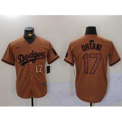 Men Los Angeles Dodgers 17 Shohei Ohtani Brown Cool Base Stitched Baseball Jersey 8