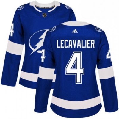 Womens Adidas Tampa Bay Lightning 4 Vincent Lecavalier Authentic Royal Blue Home NHL Jersey