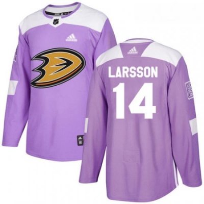 Youth Adidas Anaheim Ducks 14 Jacob Larsson Authentic Purple Fights Cancer Practice NHL Jersey