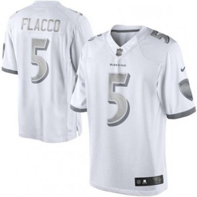 Mens Nike Baltimore Ravens 5 Joe Flacco Limited White Platinum NFL Jersey