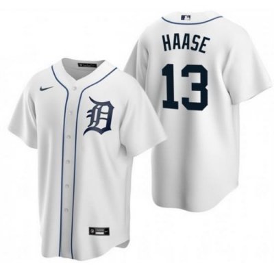 Men Detroit Tigers 13 Eric Haase White Cool Base Stitched Jersey