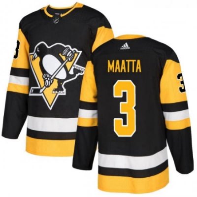 Youth Adidas Pittsburgh Penguins 3 Olli Maatta Authentic Black Home NHL Jersey