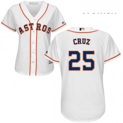 Womens Majestic Houston Astros 25 Jose Cruz Authentic White Home Cool Base MLB Jersey