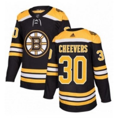 Youth Adidas Boston Bruins 30 Gerry Cheevers Authentic Black Home NHL Jersey