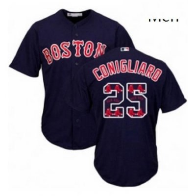 Mens Majestic Boston Red Sox 25 Tony Conigliaro Authentic Navy Blue Team Logo Fashion Cool Base MLB Jersey