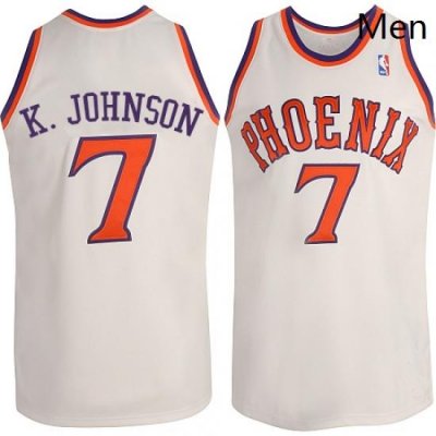 Mens Adidas Phoenix Suns 7 Kevin Johnson Authentic White New Throwback NBA Jersey