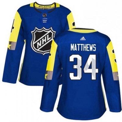 Womens Adidas Toronto Maple Leafs 34 Auston Matthews Authentic Royal Blue 2018 All Star Atlantic Division NHL Jersey