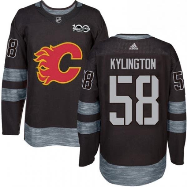 Mens Adidas Calgary Flames 58 Oliver Kylington Authentic Black 1917 2017 100th Anniversary NHL Jersey