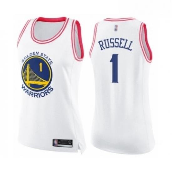 Womens Golden State Warriors 1 DAngelo Russell Swingman White Pink Fashion Basketball Jersey