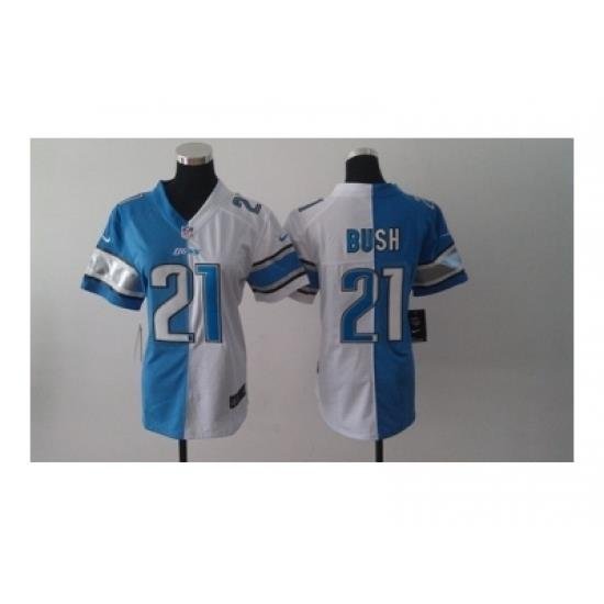 Nike Women NFL Detroit Lions #21 Reggie Bush White-blue[Elite split]