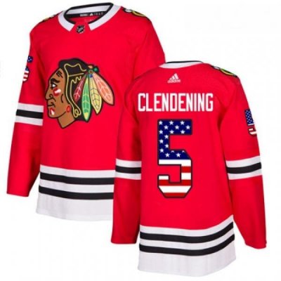 Youth Adidas Chicago Blackhawks 5 Adam Clendening Authentic Red USA Flag Fashion NHL Jersey