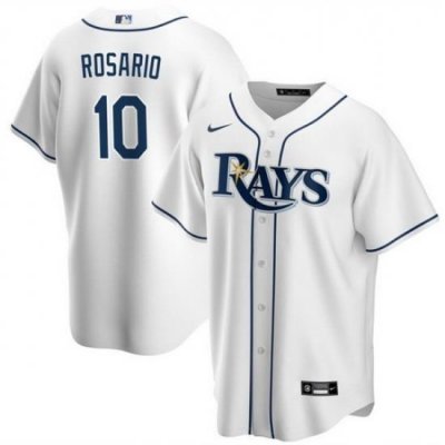 Men Tampa Bay Rays 10 Amed Rosario White Cool Base Stitched Baseball Jersey