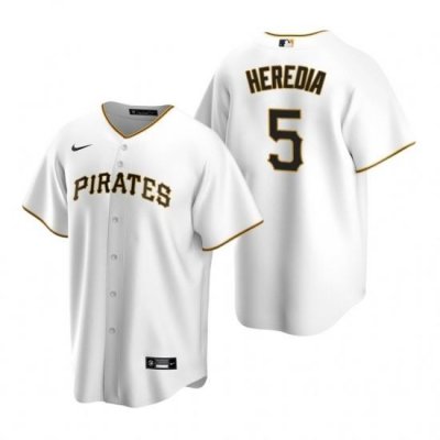 Mens Nike Pittsburgh Pirates 5 Guillermo Heredia White Home Stitched Baseball Jersey