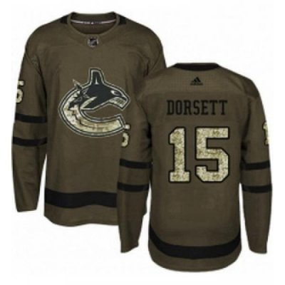 Youth Adidas Vancouver Canucks 15 Derek Dorsett Authentic Green Salute to Service NHL Jersey