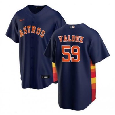 Men Houston Astros 59 Framber Valdez Navy Cool Base Stitched Baseball Jersey