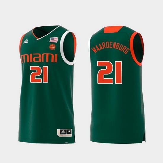 Men Miami Hurricanes Sam Waardenburg Green Replica College Basketball Jersey