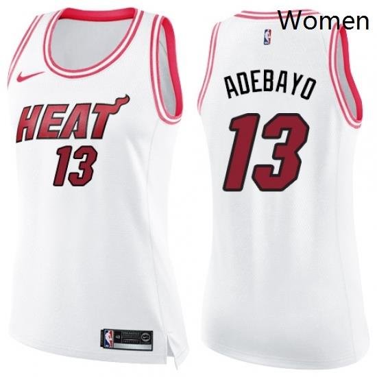 Womens Nike Miami Heat 13 Edrice Adebayo Swingman WhitePink Fashion NBA Jersey