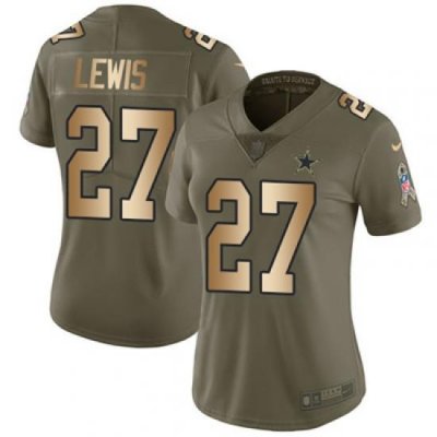 Nike Cowboys #27 Jourdan Lewis Olive Gold Womens 2017 Salute to Service NFL Limited Jersey