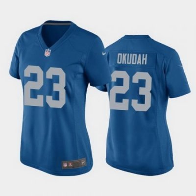 women jeff okudah detroit lions blue throwback game jersey