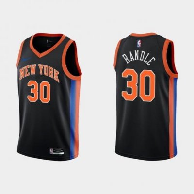 Men New Yok New York Knicks 30 Julius Randle 2022 23 Black City Edition Stitched Basketball Jersey