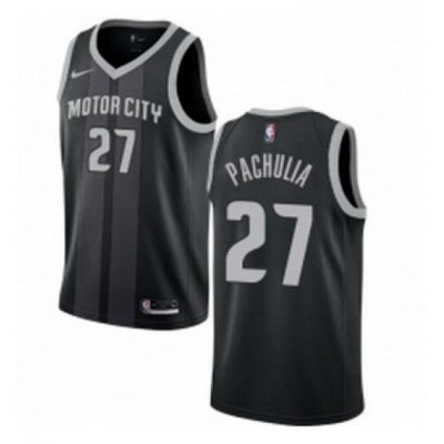 Womens Nike Detroit Pistons 27 Zaza Pachulia Swingman Black NBA Jersey City Edition