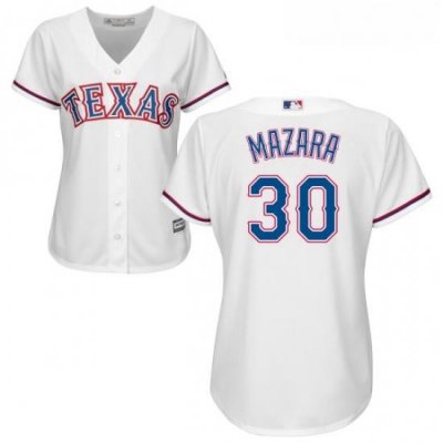 Womens Majestic Texas Rangers 30 Nomar Mazara Replica White Home Cool Base MLB Jersey