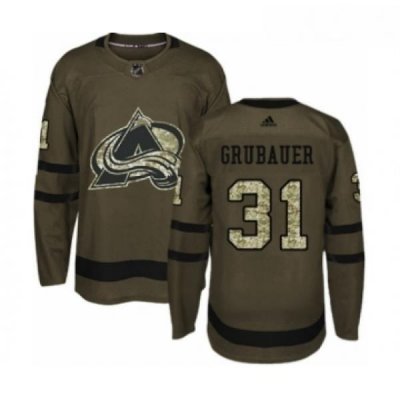 Youth Adidas Colorado Avalanche 31 Philipp Grubauer Premier Green Salute to Service NHL Jersey