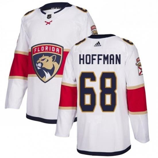 Mens Adidas Florida Panthers 68 Mike Hoffman Authentic White Away NHL Jersey