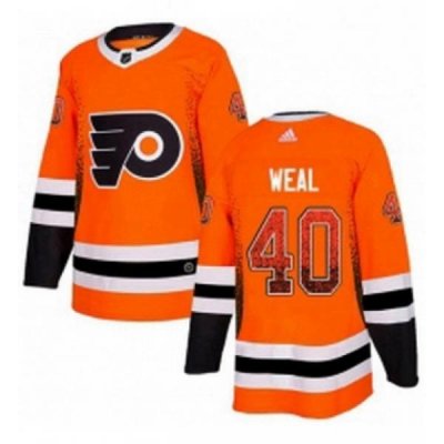 Mens Adidas Philadelphia Flyers 40 Jordan Weal Authentic Orange Drift Fashion NHL Jersey