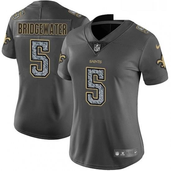 Womens Nike New Orleans Saints 5 Teddy Bridgewater Gray Static Vapor Untouchable Limited NFL Jersey