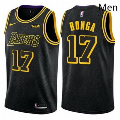 Mens Nike Los Angeles Lakers 17 Isaac Bonga Swingman Black City Edition NBA Jersey