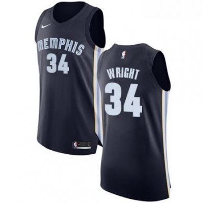 Womens Nike Memphis Grizzlies 34 Brandan Wright Authentic Navy Blue Road NBA Jersey Icon Edition