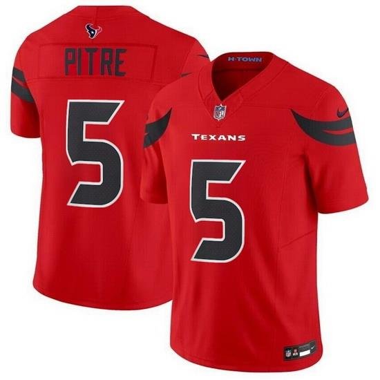 Men Houston Texans 5 Jalen Pitre Red 2024 Alternate F U S E Vapor Stitched Jersey