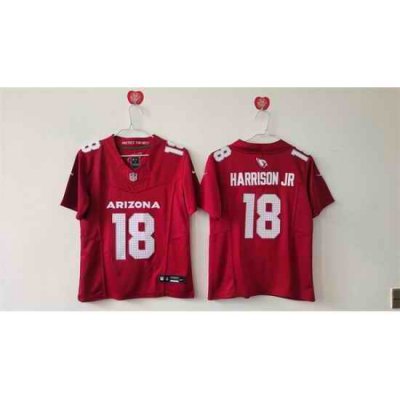 Women Arizona Cardinals 18 Marvin Harrison Jr Red 2024 F U S E Stitched Jersey