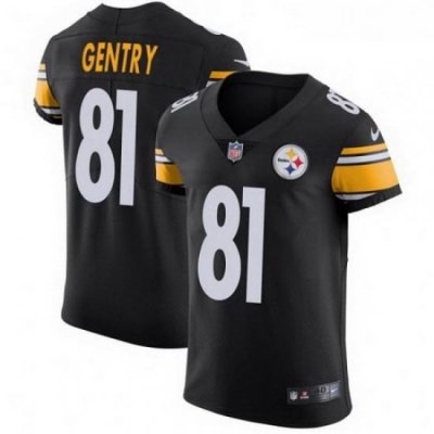 Men Nike 81 Zach Gentry Pittsburgh Steelers Elite Black Team Color Vapor Untouchable Jersey