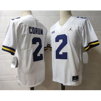 Men Michigan Wolverines Blake Corum #2 White High School Stitched Game Jersey