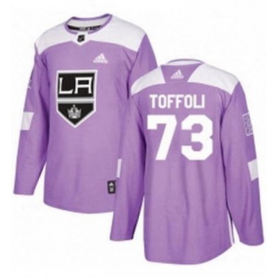 Mens Adidas Los Angeles Kings 73 Tyler Toffoli Authentic Purple Fights Cancer Practice NHL Jersey