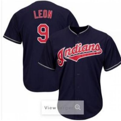 Men Indians 9 Sandy Leon Navy Cool Base Jersey